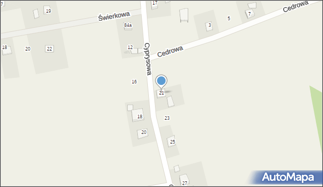 Biały Bór, Cyprysowa, 21, mapa Biały Bór