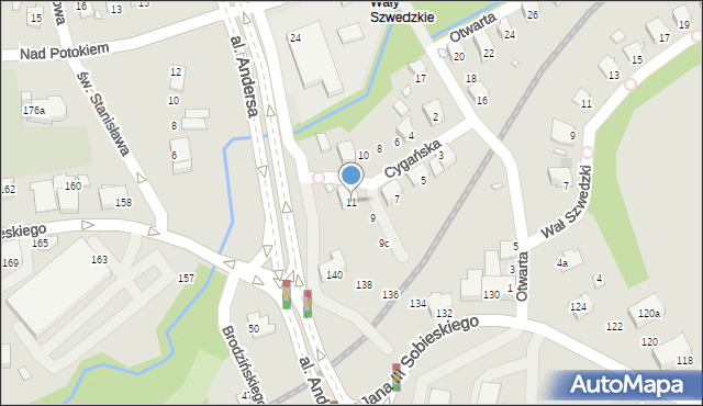 Bielsko-Biała, Cygańska, 11, mapa Bielsko-Białej