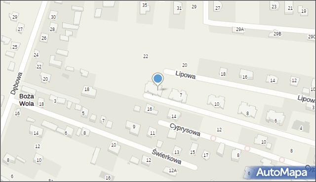 Boża Wola, Cyprysowa, 5, mapa Boża Wola
