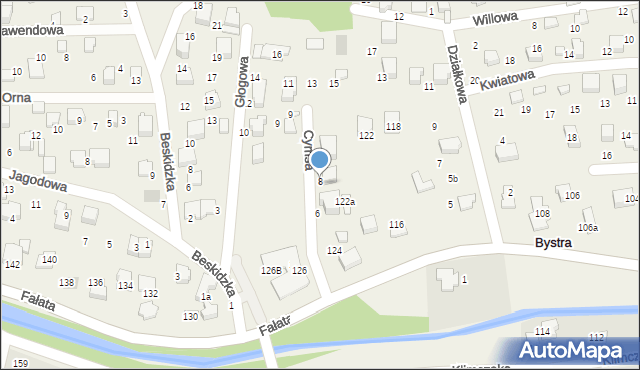 Bystra, Cymsa, kpt., 8, mapa Bystra
