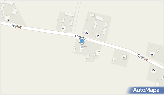 Cygany, Cygany, 34, mapa Cygany
