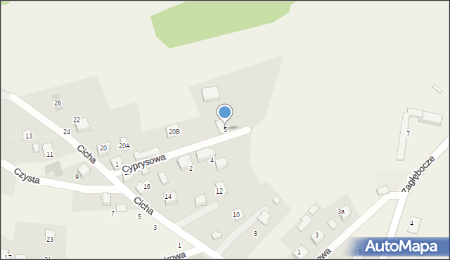 Czaniec, Cyprysowa, 5, mapa Czaniec