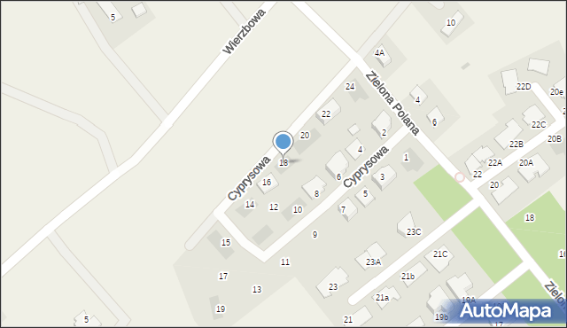 Czarne Błoto, Cyprysowa, 18, mapa Czarne Błoto