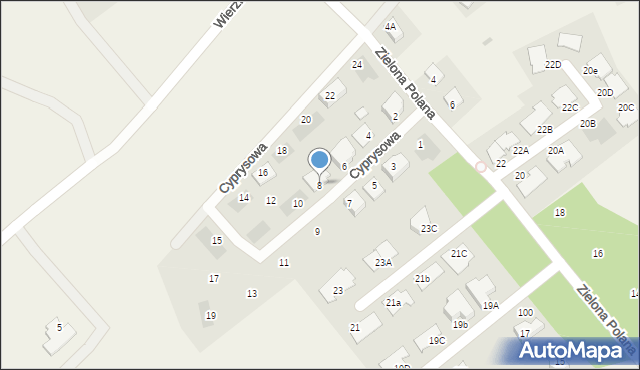 Czarne Błoto, Cyprysowa, 8, mapa Czarne Błoto