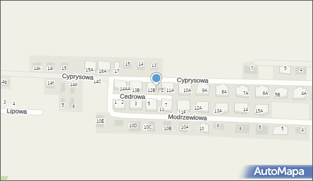 Dąbcze, Cyprysowa, 12A, mapa Dąbcze