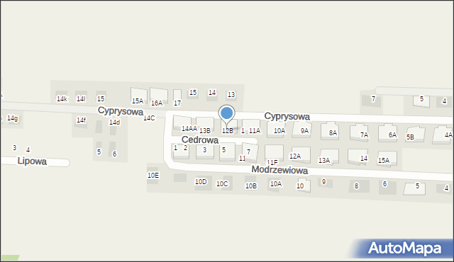 Dąbcze, Cyprysowa, 12B, mapa Dąbcze