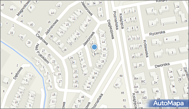 Dąbrówka, Cyprysowa, 8, mapa Dąbrówka