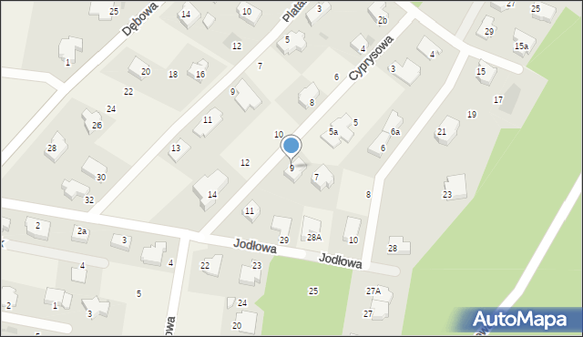 Dobra, Cyprysowa, 9, mapa Dobra