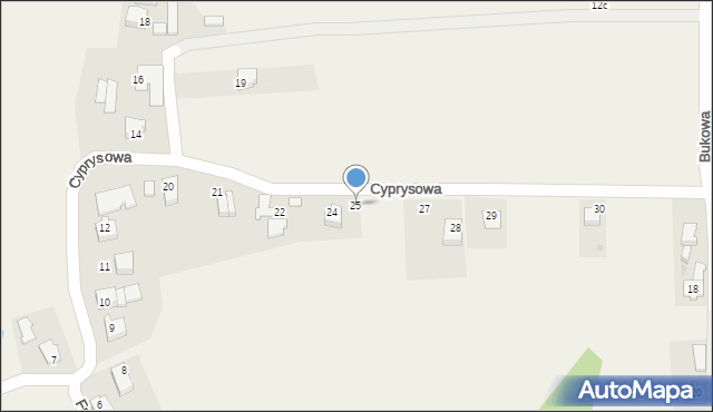 Frydrychowice, Cyprysowa, 25, mapa Frydrychowice