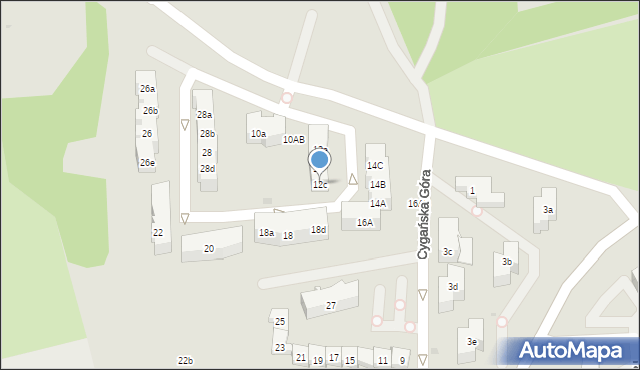 Gdańsk, Cygańska Góra, 12c, mapa Gdańska