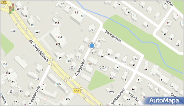 Gdynia, Cyprysowa, 6, mapa Gdyni