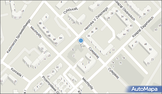 Głogów, Cylejskiej Małgorzaty, 2, mapa Głogów