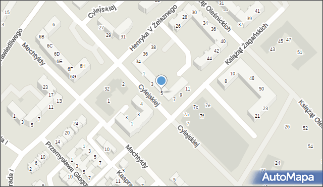 Głogów, Cylejskiej Małgorzaty, 5, mapa Głogów