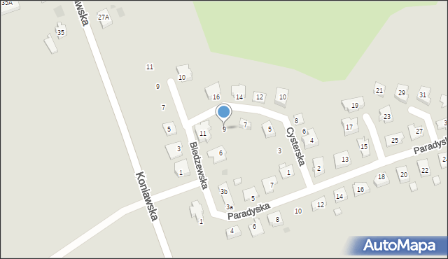 Gorzów Wielkopolski, Cysterska, 9, mapa Gorzów Wielkopolski