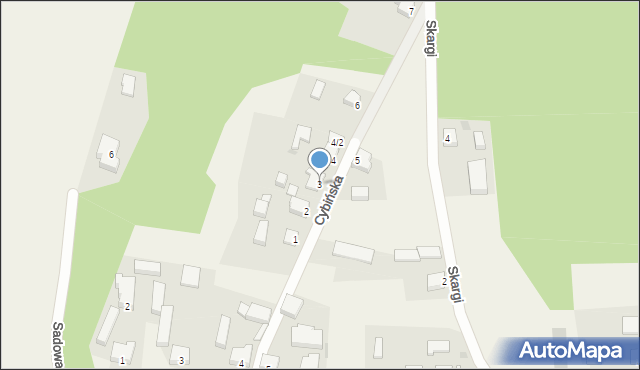 Grzmiąca, Cybińska, 3, mapa Grzmiąca