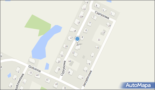 Gutkowo, Cyprysowa, 10, mapa Gutkowo