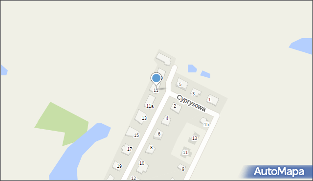 Gutkowo, Cyprysowa, 11, mapa Gutkowo