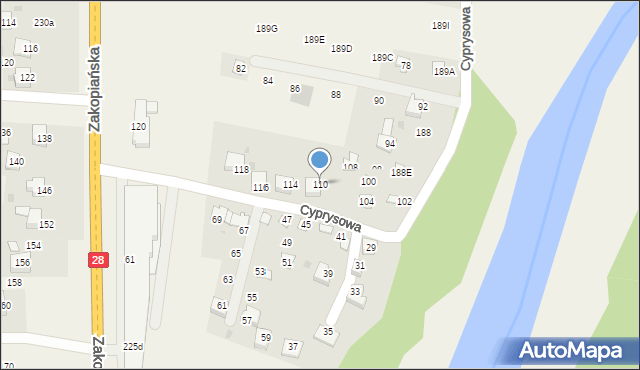 Jaroszowice, Cyprysowa, 110, mapa Jaroszowice