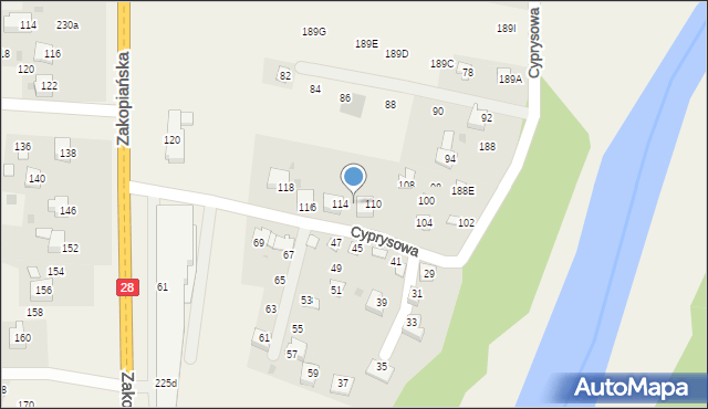 Jaroszowice, Cyprysowa, 112, mapa Jaroszowice