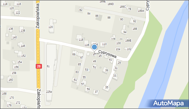 Jaroszowice, Cyprysowa, 47, mapa Jaroszowice