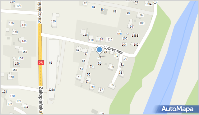 Jaroszowice, Cyprysowa, 49, mapa Jaroszowice