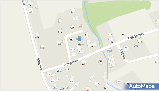 Jaworze, Cyprysowa, 31f, mapa Jaworze