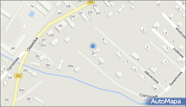 Jelcz-Laskowice, Cyprysowa, 12, mapa Jelcz-Laskowice