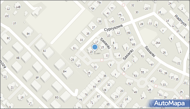 Józefosław, Cyprysowa, 21, mapa Józefosław