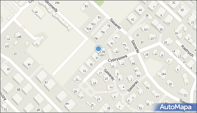 Józefosław, Cyprysowa, 37A, mapa Józefosław