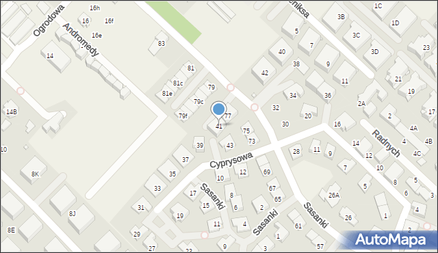 Józefosław, Cyprysowa, 41, mapa Józefosław