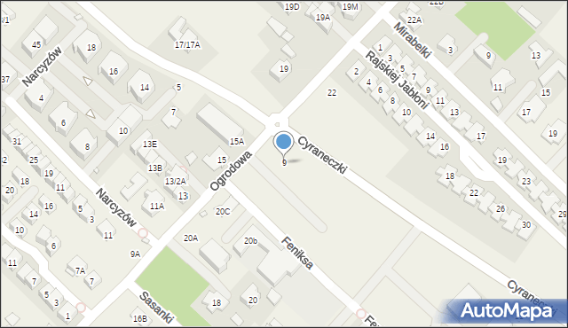 Józefosław, Cyraneczki, 9, mapa Józefosław