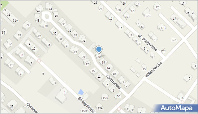 Józefosław, Cytrusowa, 20, mapa Józefosław