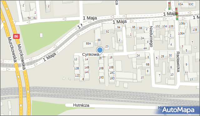 Katowice, Cynkowa, 16, mapa Katowic