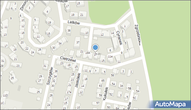 Katowice, Cyranek, 17, mapa Katowic