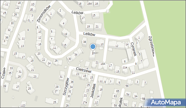 Katowice, Cyranek, 37, mapa Katowic