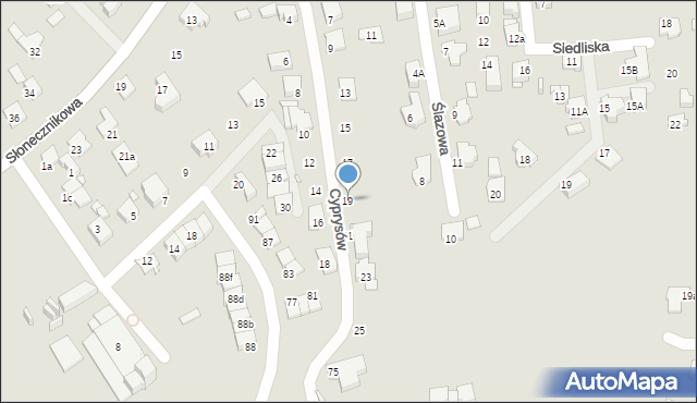 Katowice, Cyprysów, 19, mapa Katowic