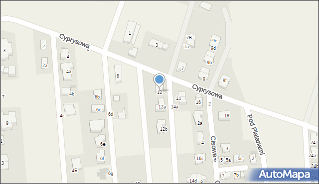 Kiełczów, Cyprysowa, 12, mapa Kiełczów