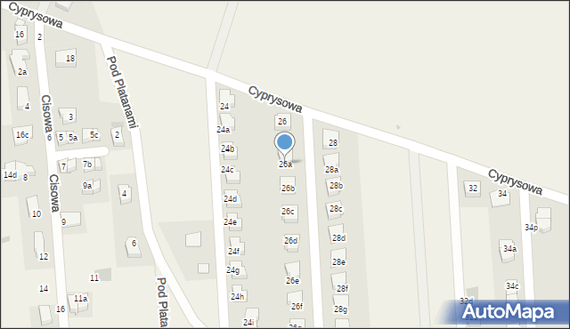 Kiełczów, Cyprysowa, 26a, mapa Kiełczów