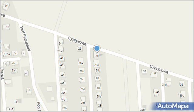 Kiełczów, Cyprysowa, 28, mapa Kiełczów