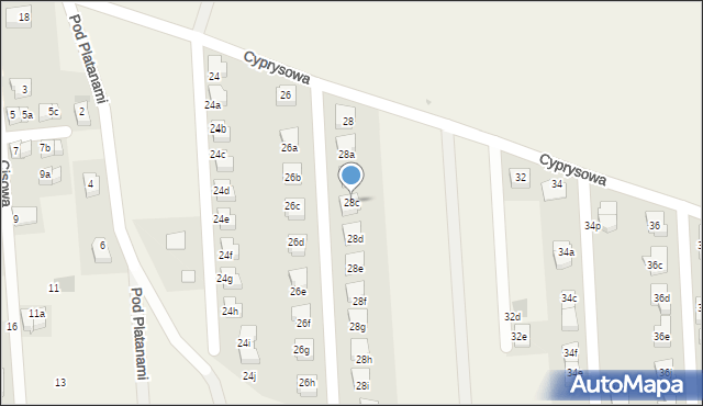Kiełczów, Cyprysowa, 28c, mapa Kiełczów