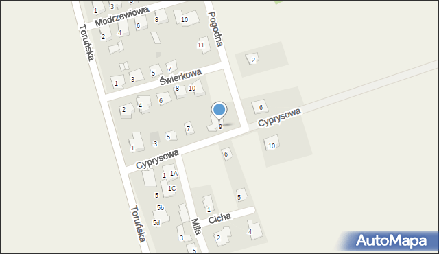 Kijewo Królewskie, Cyprysowa, 9, mapa Kijewo Królewskie