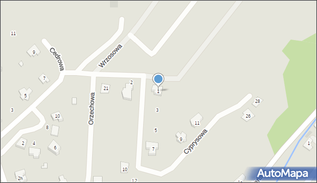 Kłodzko, Cyprysowa, 1, mapa Kłodzka