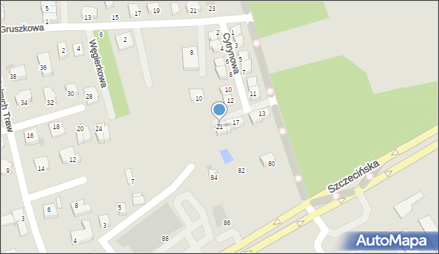 Koszalin, Cytrynowa, 21, mapa Koszalina