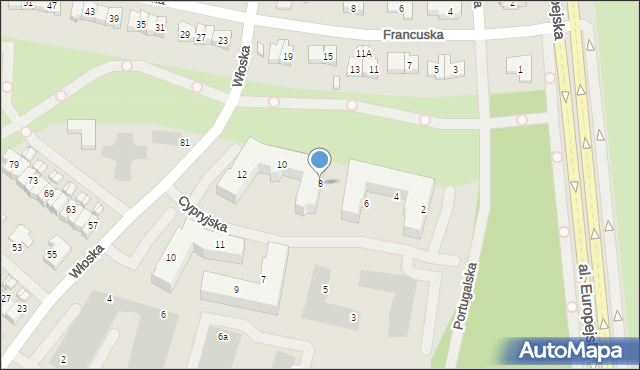 Koszalin, Cypryjska, 8, mapa Koszalina