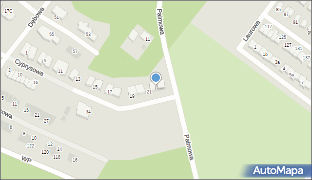 Koszalin, Cyprysowa, 21A, mapa Koszalina