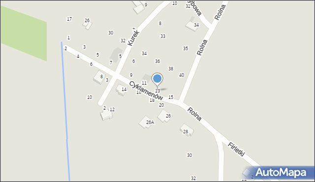 Koszalin, Cyklamenów, 13, mapa Koszalina