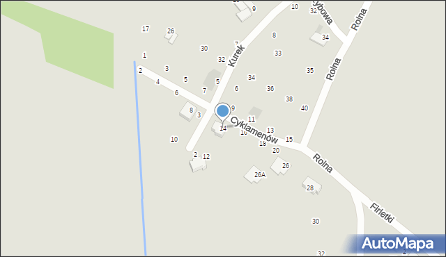 Koszalin, Cyklamenów, 14, mapa Koszalina