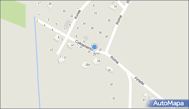 Koszalin, Cyklamenów, 20, mapa Koszalina