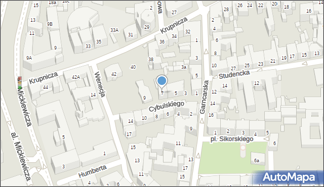Kraków, Cybulskiego Napoleona, 7, mapa Krakowa