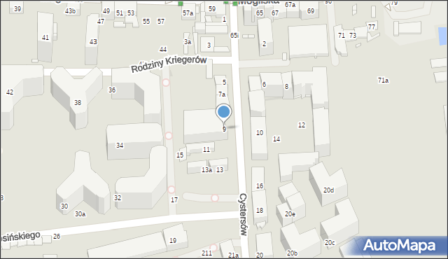 Kraków, Cystersów, 9, mapa Krakowa